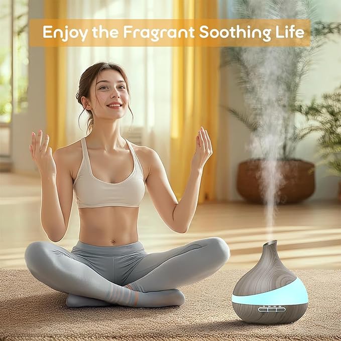 500ML Essential Oil Diffuser: Aroma Diffuser with Remote Control for Hotel Spa Yoga Room - Humidifiers for Bedroom with 14 Colors LED Night Light for Kids/Women Home Relaxation-CasaMuseHome