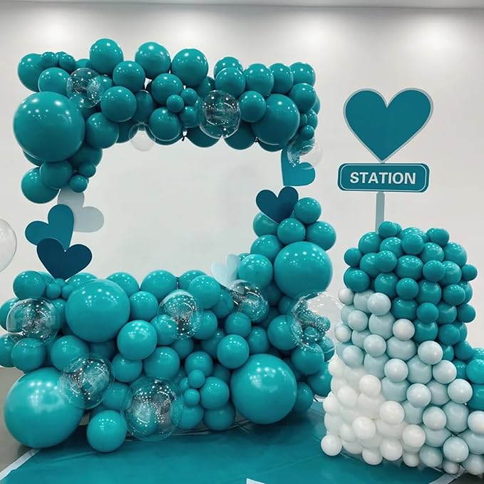 130pcs Peacock Blue Balloons Different Sizes 18" 12" 10" 5" Teal Blue Latex Balloon Garland Arch Kit for Birthday Baby Shower Graduation Wedding Gender Reveal Anniversary Party Decorations-CasaMuseHome