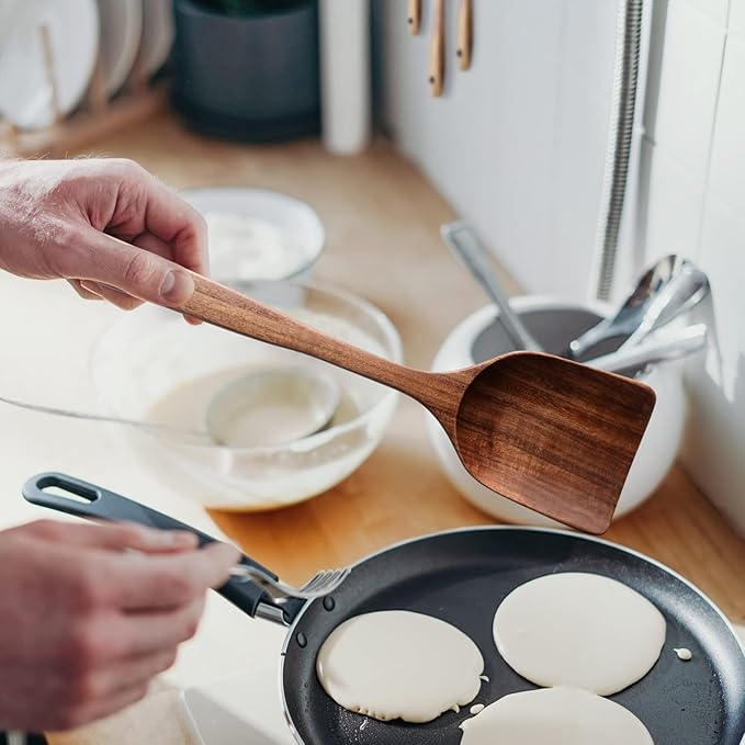 12 Pack Wooden Spoons for Cooking - Natural Teak Kitchen Utensils Set with Spatulas-CasaMuseHome