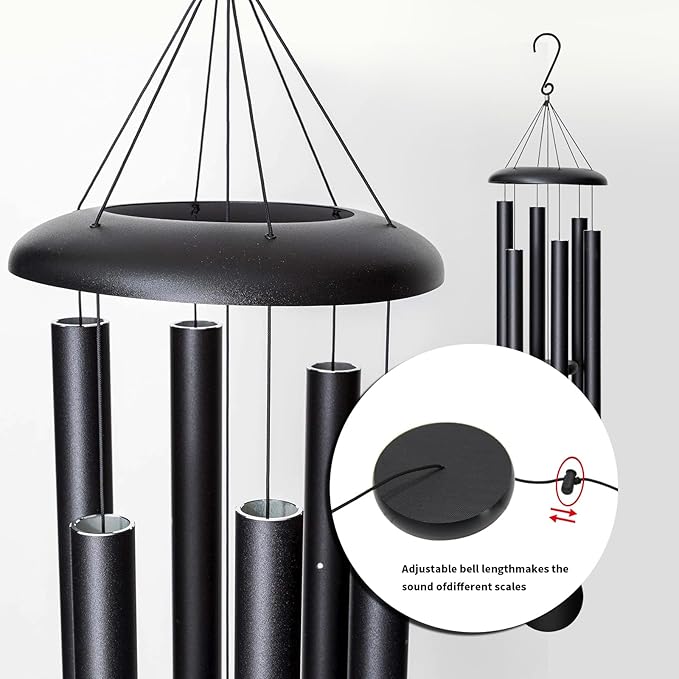 45'' Wind Chimes Outdoor,Memorial Wind Chime, Large Wind Chimes for Outside Deep Tone, Sympathy Gifts. Black-CasaMuseHome