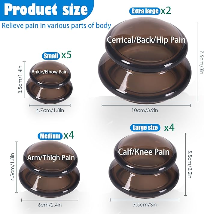 15Pcs Cupping Therapy Set-Professional Silicone Cupping, Suitable for Facial Body Massage/Deep Myofascial Release/Pain Relief/Muscle Relaxation & More (Black,15pcs)-CasaMuseHome