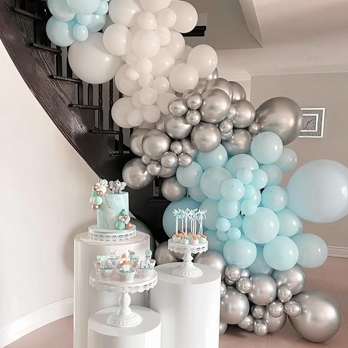 130pcs Pale Aqua Balloons Different Sizes 18" 12" 10" 5" Aqua Blue Latex Balloon Garland Arch Kit for Birthday Baby Shower Graduation Wedding Gender Reveal Anniversary Party Decorations-CasaMuseHome