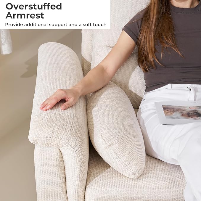 132'' Oversized Modular Sectional Sofa, U Shaped Comfy Sectional Couch with Large Storage, 6 Seat Chenille Deep Seat Cloud Sofa with 2 Throw Pillows for Living Room,Beige-CasaMuseHome