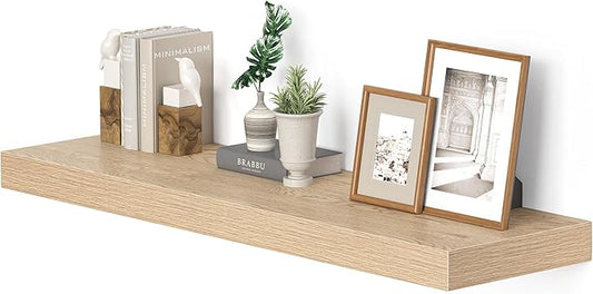 10 inches Deep Floating Shelves 36 inch Long, Single Wall Shelves Heavy Duty 70 lbs for Bedroom, Bathroom, Living Room, Kitchen, Office, Modern Shelf Home Decor, Set of 1, Oak-CasaMuseHome