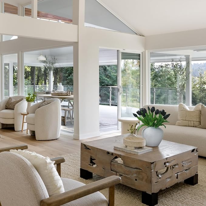 15pcs Artificial Tulips Flowers, Fake Tulips Real Touch, Faux Latex Tulips Bouquets, for Party Wedding Home Room Decoration (Black)-CasaMuseHome