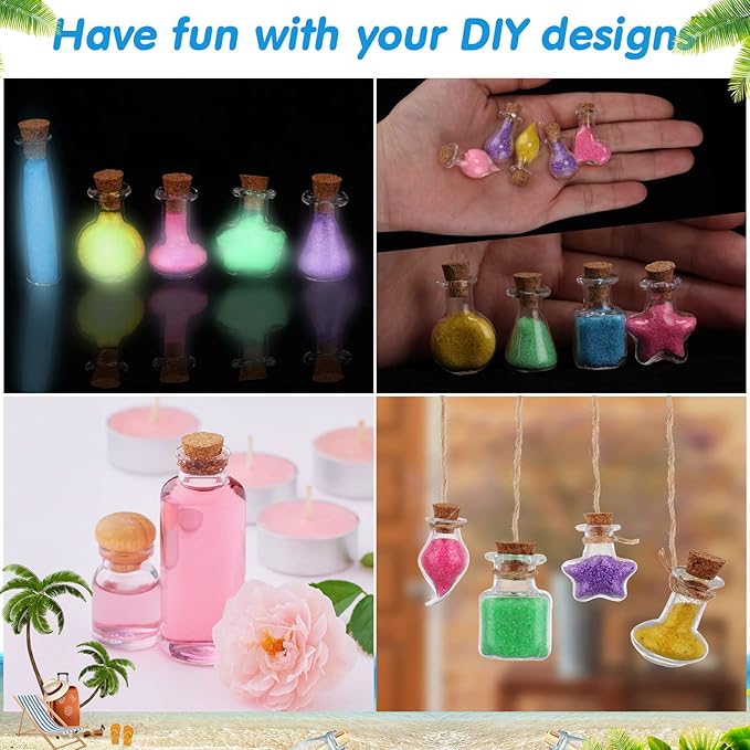 140 Pcs Mini Glass Bottles with Cork Stoppers Tiny Wishing Potion Bottles, 14 Shapes, Small Spell Apothecary Jar Vials Witchcraft Drifting Jar for Wedding Halloween Party Arts DIY Crafts-CasaMuseHome