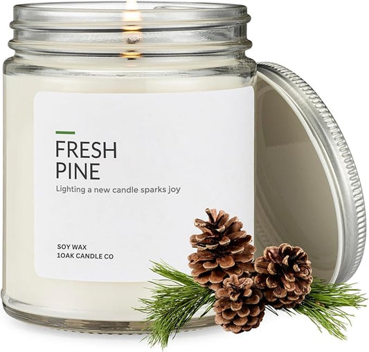 1OAK Soy Wax Candles (Fresh Pine) - Pine Candle - Soy Candles for Home Scented - Long Burning Premium - Hand-Poured (7oz.)-CasaMuseHome