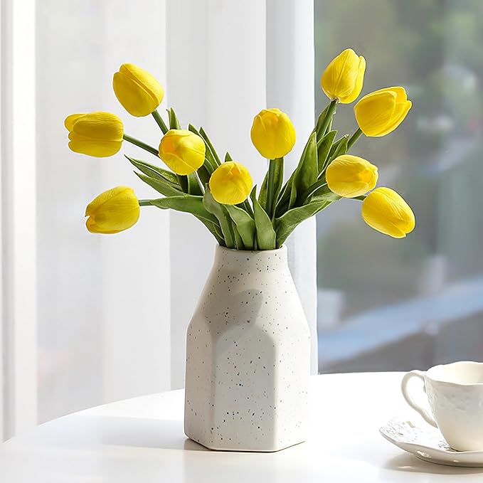 20pcs Yellow Artificial Tulip Fake Flower 12.9 Inch Spring Mother's Day Easter Gift for Home Kitchen Wedding Decoration-CasaMuseHome