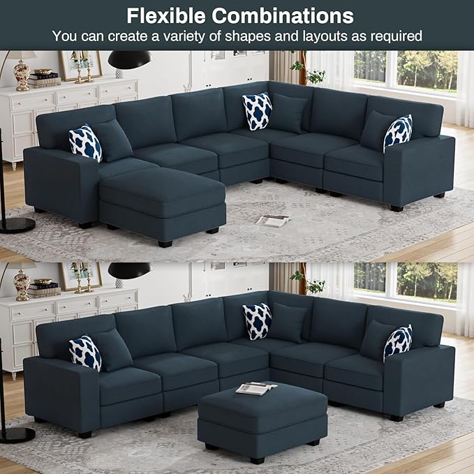 L Lengend Vansen Modular Sectional Sofa U Shaped Couch with Ottoman Modern Reversible Corner Sectional Couch for Living Room (Charcoal, U Shaped Sofa-2)-CasaMuseHome