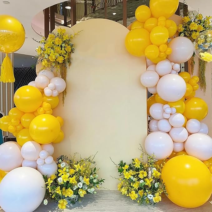 130pcs Mustard Yellow Balloons Different Sizes 18" 12" 10" 5" Lemon Yellow Latex Balloon Garland Arch Kit for Birthday Baby Shower Graduation Wedding Gender Reveal Party Decorations-CasaMuseHome