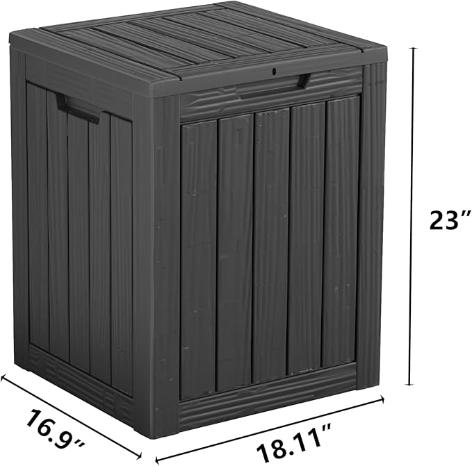 28 Gallon Double-Wall Resin Deck Box - Lockable Waterproof Outdoor Storage Box, 151lbs Capacity & Doubles as Seating for Patio Furniture - Garden Tools, Pool Accessories (Black)-CasaMuseHome