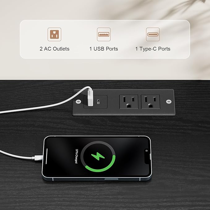 59 Inch TV Stand with Power Outlet for TVs up to 65 Inch, Entertainment Center with Storage, Mid-Century Modern TV Console, Adjustable Shelf & Sliding Doors, TV Stand for Living Room, Bedroom, Black-CasaMuseHome