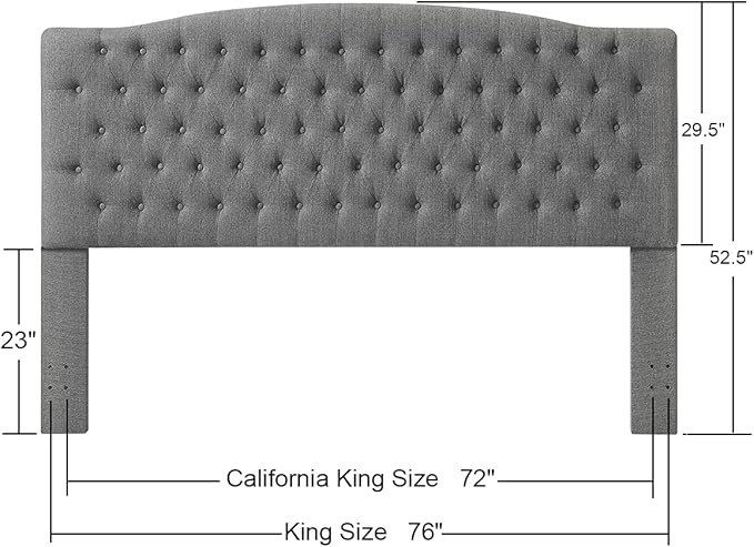 24KF Upholstered Tufted Button Linen Fabric Headboard,Comfortable Fashional Headboard King/CA King Size,Granite-CasaMuseHome