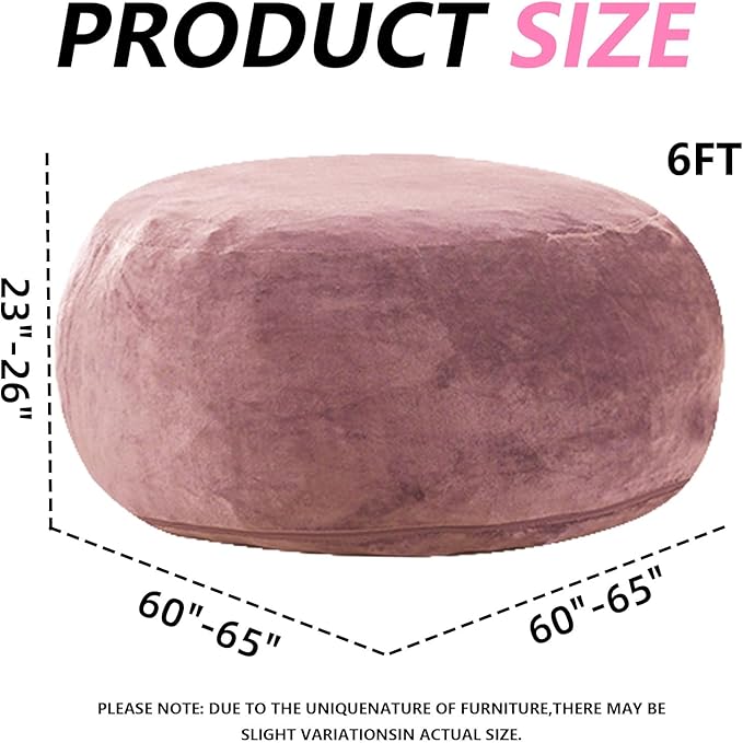 6FT,Oversized Bean Bag Chairs for Adults,Giant beanbag with Filler Included，Fluffy Memory Foam,Soft and Comfy Corduroy Fabric,Gaming Chairs Suitable for Living Room and Bedroom (Pink, 6 Foot)-CasaMuseHome