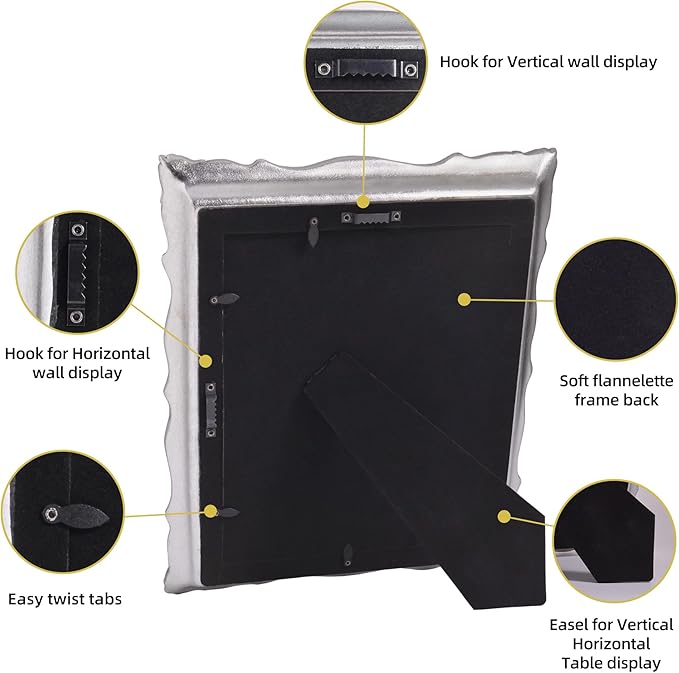 8x10 Vintage Picture Frame with Embossed Flower Design, Silver Ornate Frame for 8x10 or 5x7 Pictures with White Mat, Hand-Crafted Resin Antique Frames for Tabletop & Wall Hanging, Home Decor (Silver)-CasaMuseHome