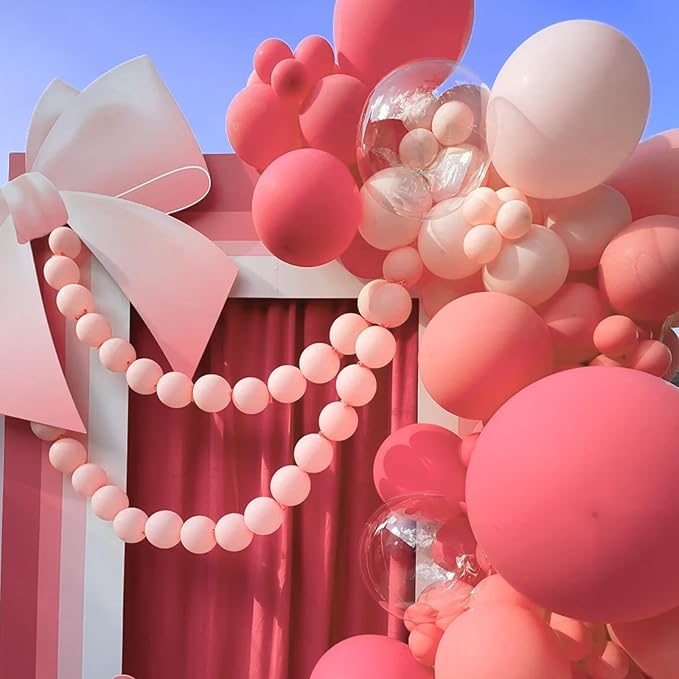 130pcs Retro Hot Pink Balloons Different Sizes 18" 12" 10" 5" Blush Hot Pink Latex Balloon Garland Arch Kit for Birthday Baby Shower Valentine's Day Wedding Gender Reveal Party Decorations-CasaMuseHome