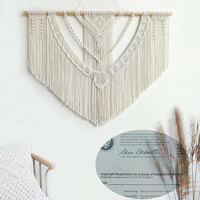 Achart Macrame Wall Hanging Large- Boho Wall Decor- large wall art- Wall Decor Living Room- Macrame Tapestry Boho Decor for Bedroom (Beige-O)-CasaMuseHome