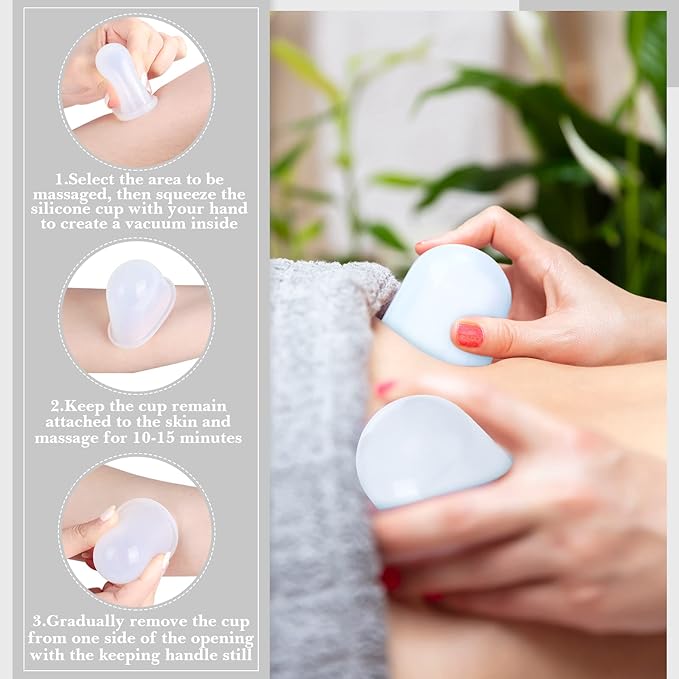 16 Pcs Silicone Cupping Therapy Set Anti Cellulite Cup Vacuum Suction Massage Cup Silicone Cupping Therapy Set for Cellulite Reduction Myofascial Release Massage Therapist Home Use (Clear)-CasaMuseHome