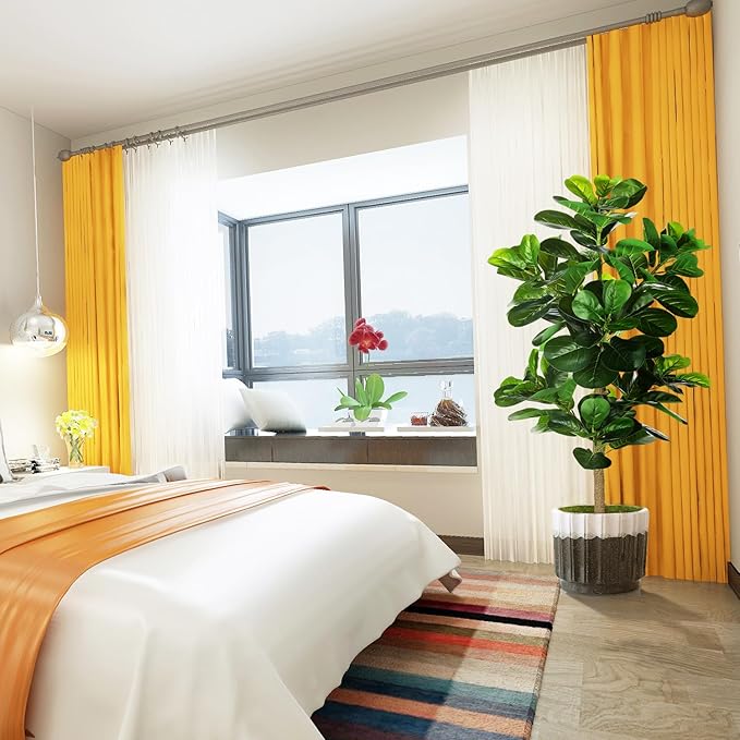 5ft Artificial Fiddle Leaf Fig Tree (60in) with Plastic Nursery Pot Faux Tree, Ficus Lyrata Fake Plant for Office House Farmhouse Living Room Home Decor (Indoor/Outdoor)-CasaMuseHome