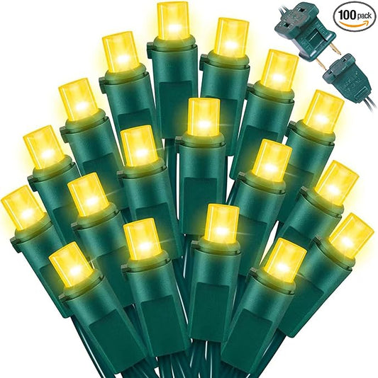 100 Count Yellow - String Lights - 21.6FT LED Christmas Lights, Mini led Lights for Indoor Outdoor Home Holiday Party Wedding Independence Day Decoration-CasaMuseHome