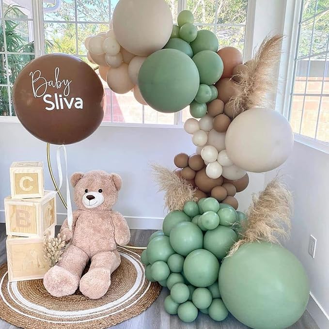130pcs Sage Green Balloons Different Sizes 18" 12" 10" 5" Olive Green Balloons for Birthday Graduation Baby Shower Wedding Anniversary New Year Party Decorations-CasaMuseHome