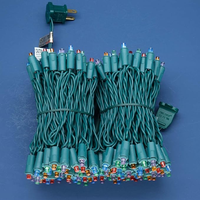 200 Count Multicolor Wide Angle LED Christmas Lights, 66 ft Green Wire UL Certified Commercial Grade 5mm Holiday String Light Set (Multicolor)-CasaMuseHome