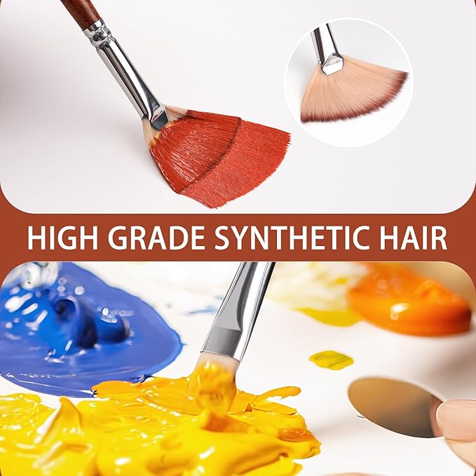 26pcs Paint Brush Set, Fuumuui Professional Acrylic Paint Brushes Complete Range of Sizes with Upgraded Short Handle Wide Flat Paintbrush for Acrylic, Oil, Watercolor and Gouache-CasaMuseHome