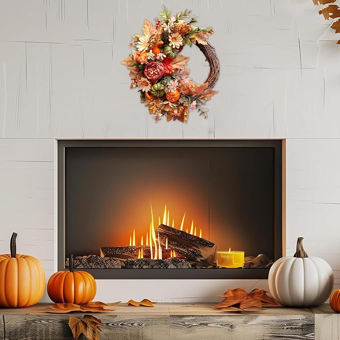 20Inch Fall Wreaths for Front Door,Fall Decorations for Home,Autumn Wreaths with Pumpkin Peony Sunflowers Berry Wreaths,Fall Door Wreath for Thanksgiving Halloween Farmhouse Home Outdoor Indoor Decor-CasaMuseHome