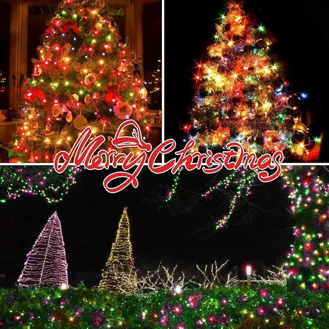 100LIGHTS Multi Extra-Bright with End Connectors Christmas Decorative Lights 5.98m UL Certified Mini String Light Set Waterproof for Home Garden Holiday Christmas Tree Party Patio Wedding-CasaMuseHome