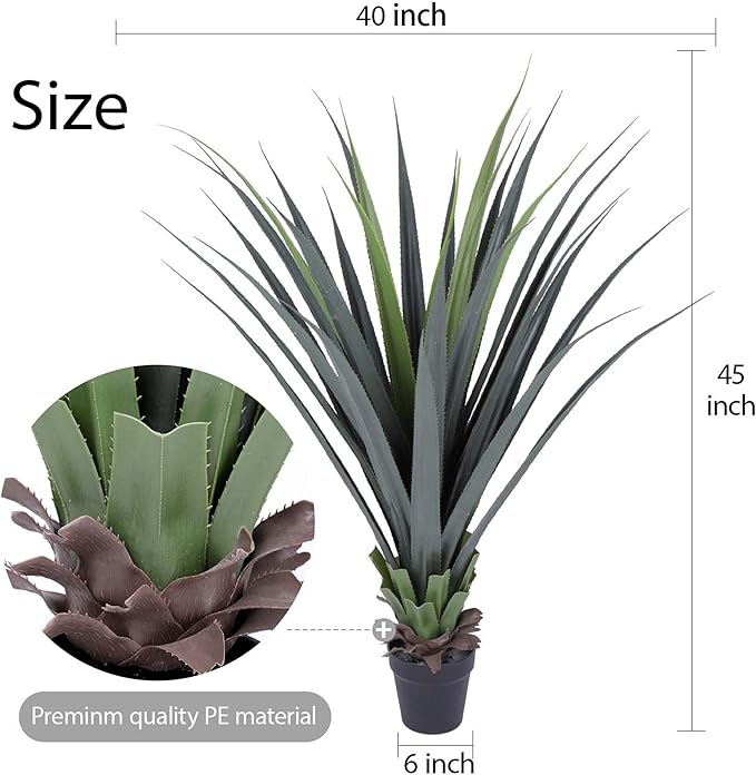 44inch Artificial Agave Plant Potted Plants Fake Agave Plant for Home Office Garden Indoor Outdoor Decoration (2PACK)-CasaMuseHome