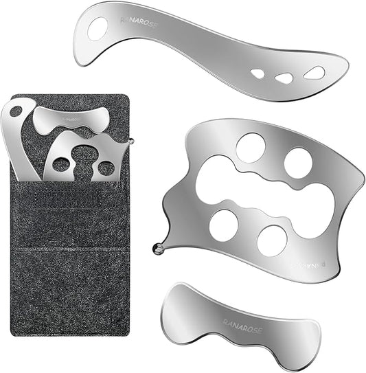 3-in-1 Stainless Steel Muscle Scraper Tool Set – Gua Sha & Physical Therapy Tools for Deep Tissue Massage, Myofascial Release, Muscle Knot Relief & Pain Reduction-CasaMuseHome