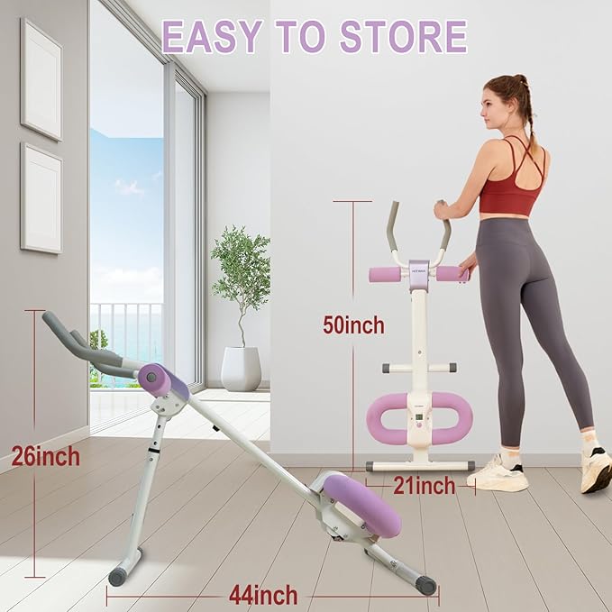 Ab Workout Equipment Abdominal Trainer, Adjustable Ab Machine at Home Gym, Foldable Abdominal Exercise Machine, Core & Ab Trainer Machine for Stomach Workout with LCD Monitor-CasaMuseHome