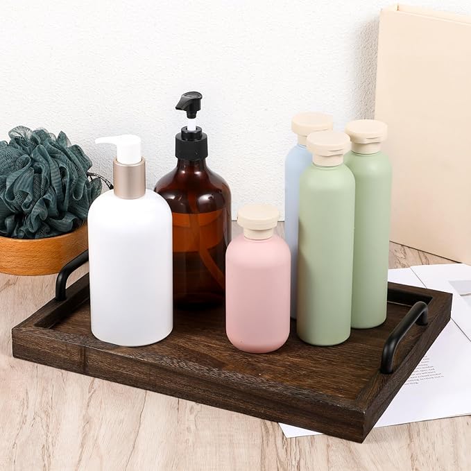 2 Pcs Rustic Wooden Serving Trays with Handle Decorative Nested Vintage Wood Serving Tray Stylish Farmhouse Decor Servings Platters for Eating, Breakfast(Large 15.8x11.8x1.2 in, Small 13.4x9.4x1.2 in)-CasaMuseHome