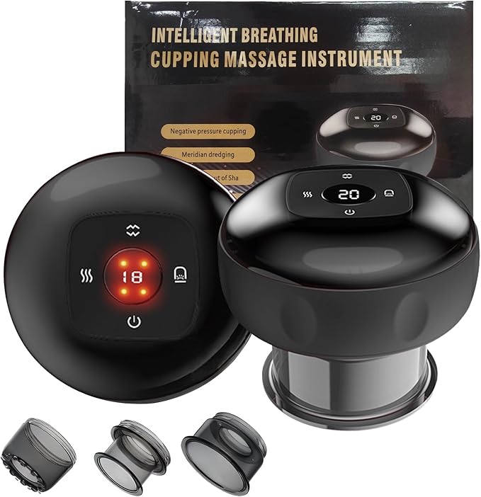 5-in-1 Smart Dynamic Cupping Therapy Set, Smart Cupping Therapy Massager, 12 Levels of Suction Strength and Temperature Control for Targeted Pain Relief, Knots, Aches, Portable Cupping Kit-CasaMuseHome