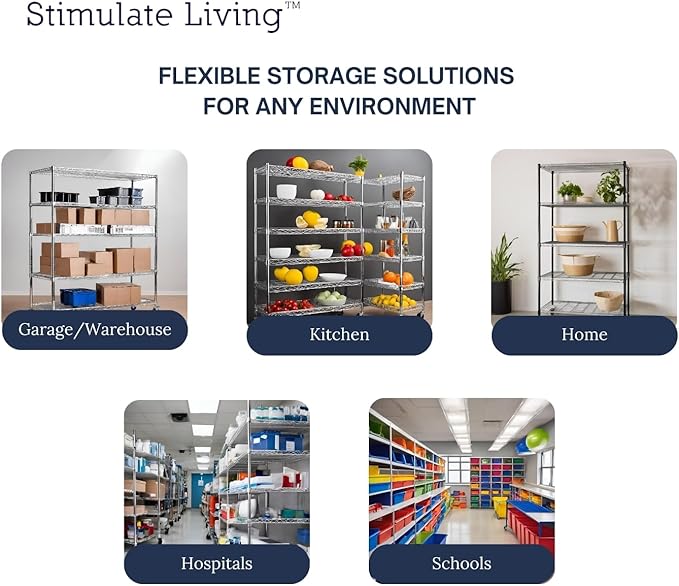 48"x18"x72" PRIME HEAVY DUTY Black 5-Tier Wire Shelving NSF 4000 LBS MAX Capacity Storage Rack for Commercial, School, Home, Garage, Warehouse, Industrial, and Hospital Uses (with Wheels)-CasaMuseHome