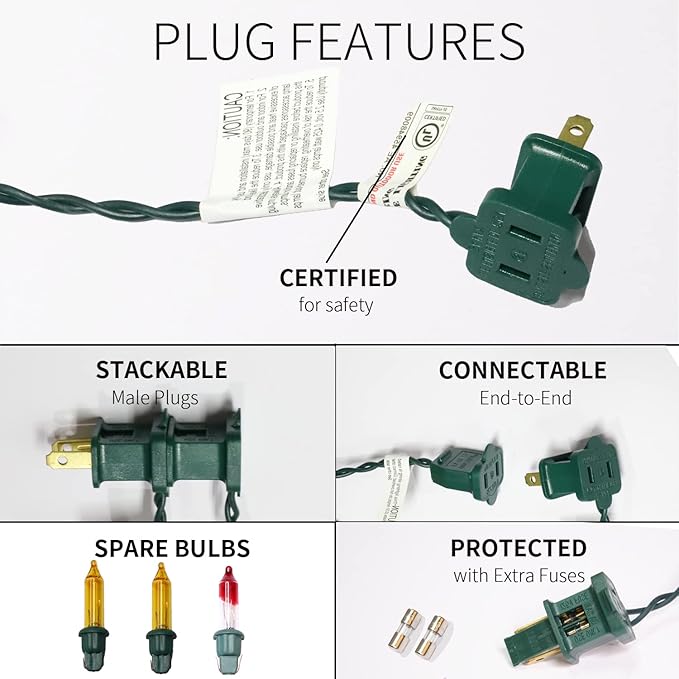 100LIGHTS Yellow Extra-Bright with End Connectors Christmas Decorative Lights 5.98m UL Certified Mini String Light Set Waterproof for Home Garden Holiday Christmas Tree Party Patio Wedding-CasaMuseHome