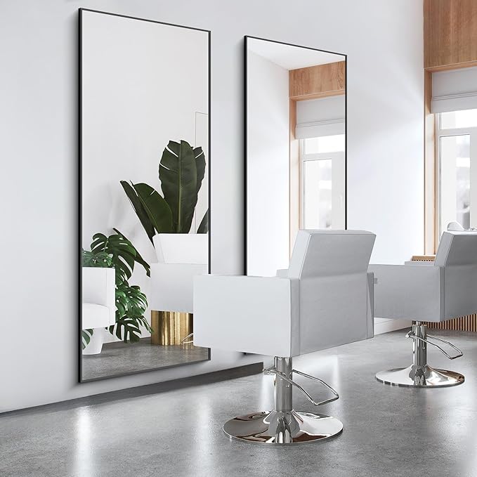 30x72inch Bathroom Mirror, Black Rectangle Mirror with Thin Frame, Large Rectangular Wall Mirror for Bathroom, Living Roomm, Hair Salon, Big Farmehouse Mirror Hang Horizontal/Vertical-CasaMuseHome