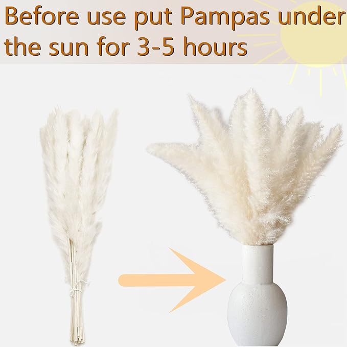 130 PCS Dried Pampas Grass Bouquet, Boho Table Decor, Bunny Tails Dried Flowers, Brown Pampas, Fluffy Pompas, White Pampas Grass for Weddings, Home Decor, Rustic Parties, and Baby Shower Decorations-CasaMuseHome