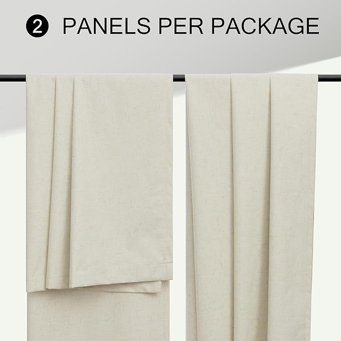 100 Inch Length Custom Summer Curtains for Windows Living Room Viral Back Tab Pleated Extreme Blackout Curtain Linen Designer Drapes for Sliding Glass Doors Patio 52 Wide x 100 Long Tall 2 Panel Beige-CasaMuseHome