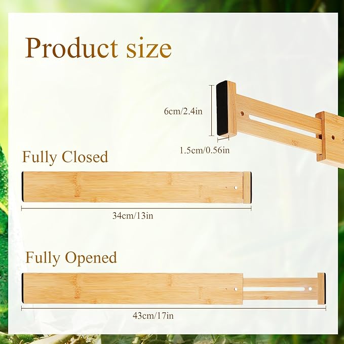 7 Pcs Adjustable Bamboo Drawer Dividers Expandable Drawer Organizers Cutlery Tray Spring Separators Organization for Kitchen Bedroom Bathroom Dresser Office-CasaMuseHome