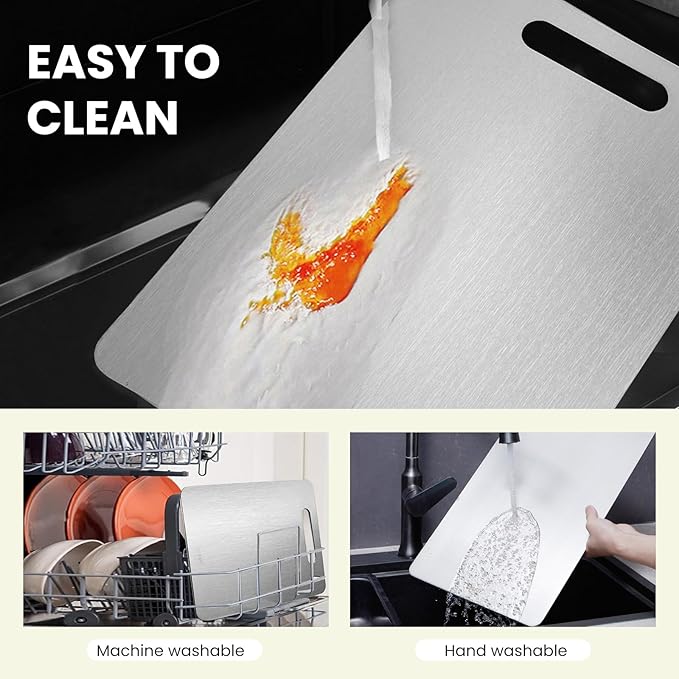 2 Pack Titanium Cutting Board - 100% Pure Titanium Cutting Boards For Kitche,Easy to clean, Double-sided food-grade Cutting Board For Cutting Meats, Fruits And Vegetables.(15 * 11)-CasaMuseHome