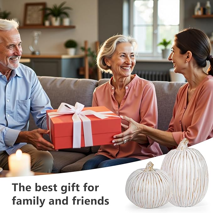 2Pcs Halloween Pumpkin Artificial Resin Pumpkins Decor for Mantel Harvest Autumn Tabletop Decoration Gold Fall Pumpkin Decorations Thanksgiving Table Centerpieces (Set B, ONE Size)-CasaMuseHome