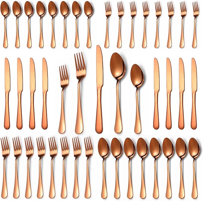 40 Pcs Rose Gold Silverware Set for 8, Food Grade Stainless Steel Flatware Set, Eating Utensils Sets Include Fork/Knife/Spoon,Home Kitchen Tableware Set, Reusable Cutlery Set, Dishwasher Safe-CasaMuseHome