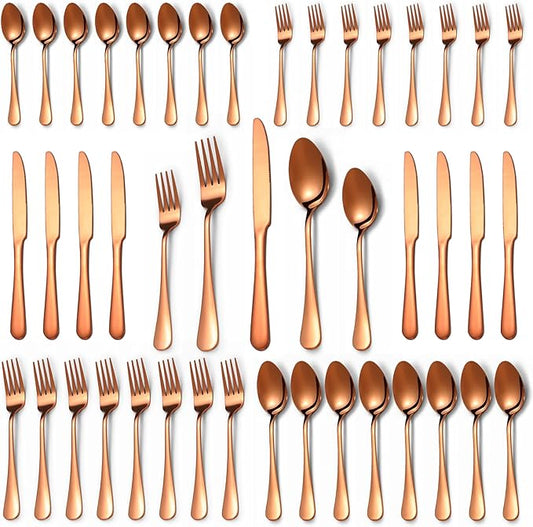 40 Pcs Rose Gold Silverware Set for 8, Food Grade Stainless Steel Flatware Set, Eating Utensils Sets Include Fork/Knife/Spoon,Home Kitchen Tableware Set, Reusable Cutlery Set, Dishwasher Safe-CasaMuseHome