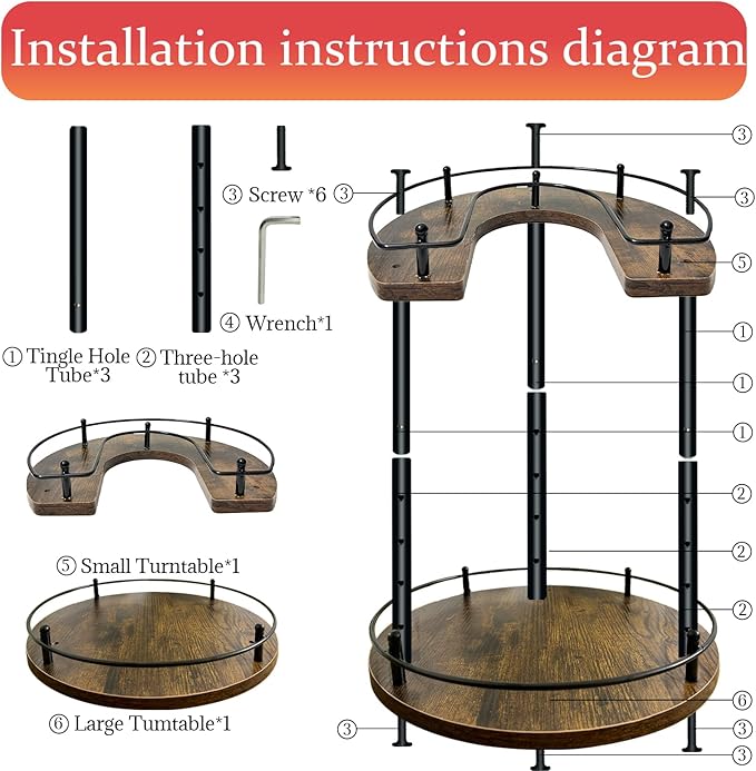 2 Tier Lazy Susan Organizer,2-Tier Spinning Spice Rack with Stable Carousel Base & 4 Height Settings for Cupboard Kitchen Countertop Dining Table Cupboard (Round)-CasaMuseHome