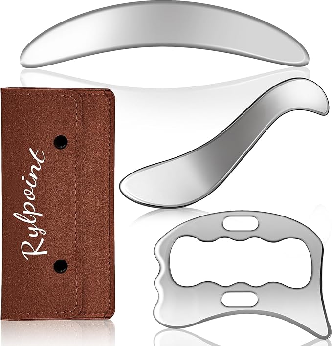 3 in 1 Guasha Massage Tool, Grade Stainless Steel Scraping Tool for Soft Tissue Upgrade Physical Therapy Stuff,Used for Back, Legs, Arms,Neck,Shoulder, Gua sha Tool… (Square+S-Shape+D-Shape)-CasaMuseHome