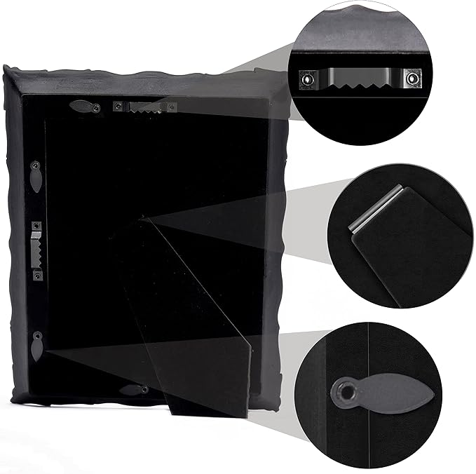 5x7 Vintage Picture Frame with Embossed Flower Design, Black Ornate Frame for 5x7 Pictures, Hand-Crafted Resin Antique Frames for Tabletop & Wall Hanging, Home Decor (Black)-CasaMuseHome