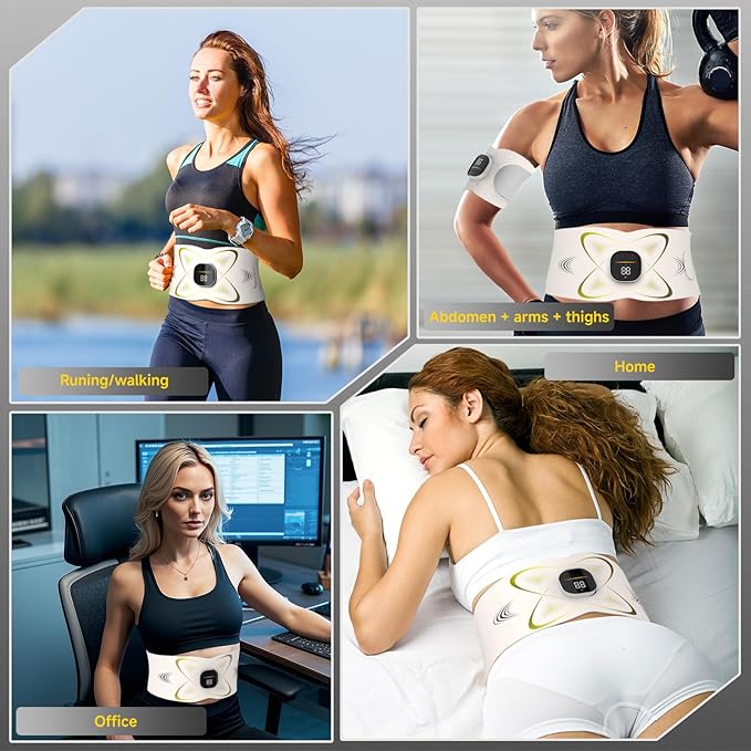 Abs Stimulator Abdominal, ab Belt Muscle Stimulator with Heat for Belly Fat Loss, Stomach Cellulite Melting, Postpartum Care Smooth & Firming, Lower Back Massager for Pain Relief Women Men Gifts-CasaMuseHome