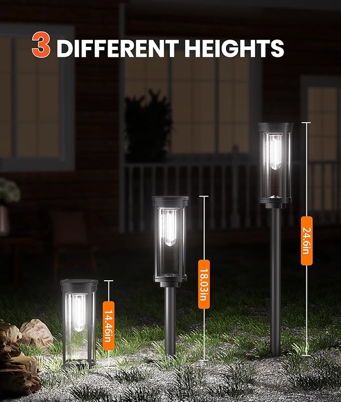 4 Pack Solar Pathway Lights Outdoor, Modern Super Brightness LED Path IP65 Waterproof Garden Lights Solar Powered Landscape Lighting for Outside Yard Garden Driveway Walkway-CasaMuseHome