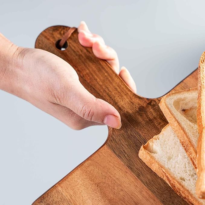 Acacia Wood Cutting Board - Wooden Kitchen Cutting Board for Meat, Cheese, Bread,Vegetables &Fruits- Charcuterie Board Cheese Serving Board with Handle (15.3"x10.2")-CasaMuseHome